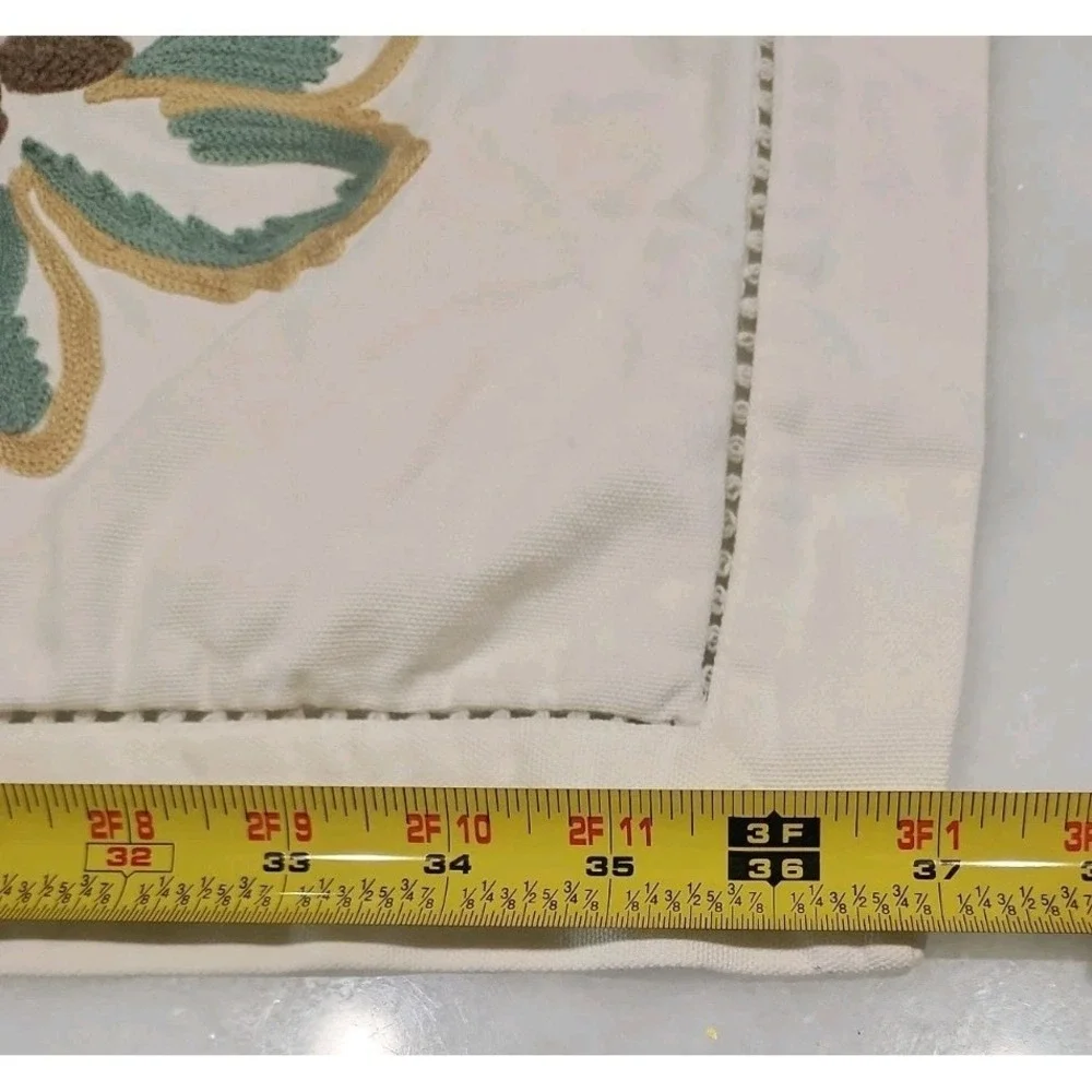 2/ Embroidered King Shams Noble Excellence Off-White Jacobian Floral Crewel